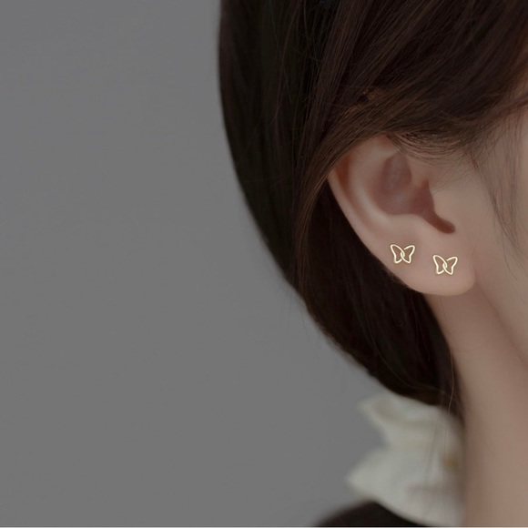 Sterling Silver Geometric Butterfly Earrings - Picture 4 of 6